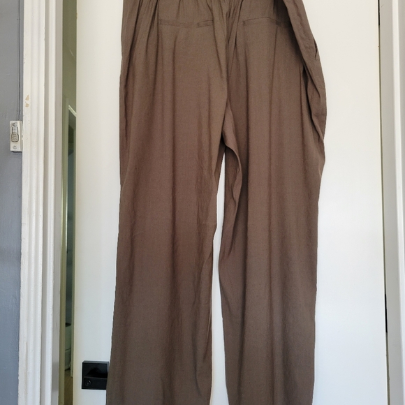 NWOT Vince Women Olive Green Linen Blend Pull On Straight Leg‎ Pants XXL - Picture 6 of 9